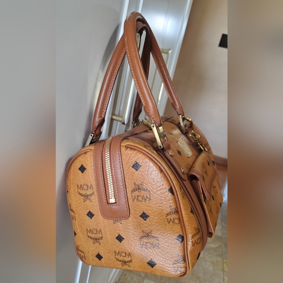 MCM Visetos Satchel in Cognac w/MCM Charm - Picture 9 of 17